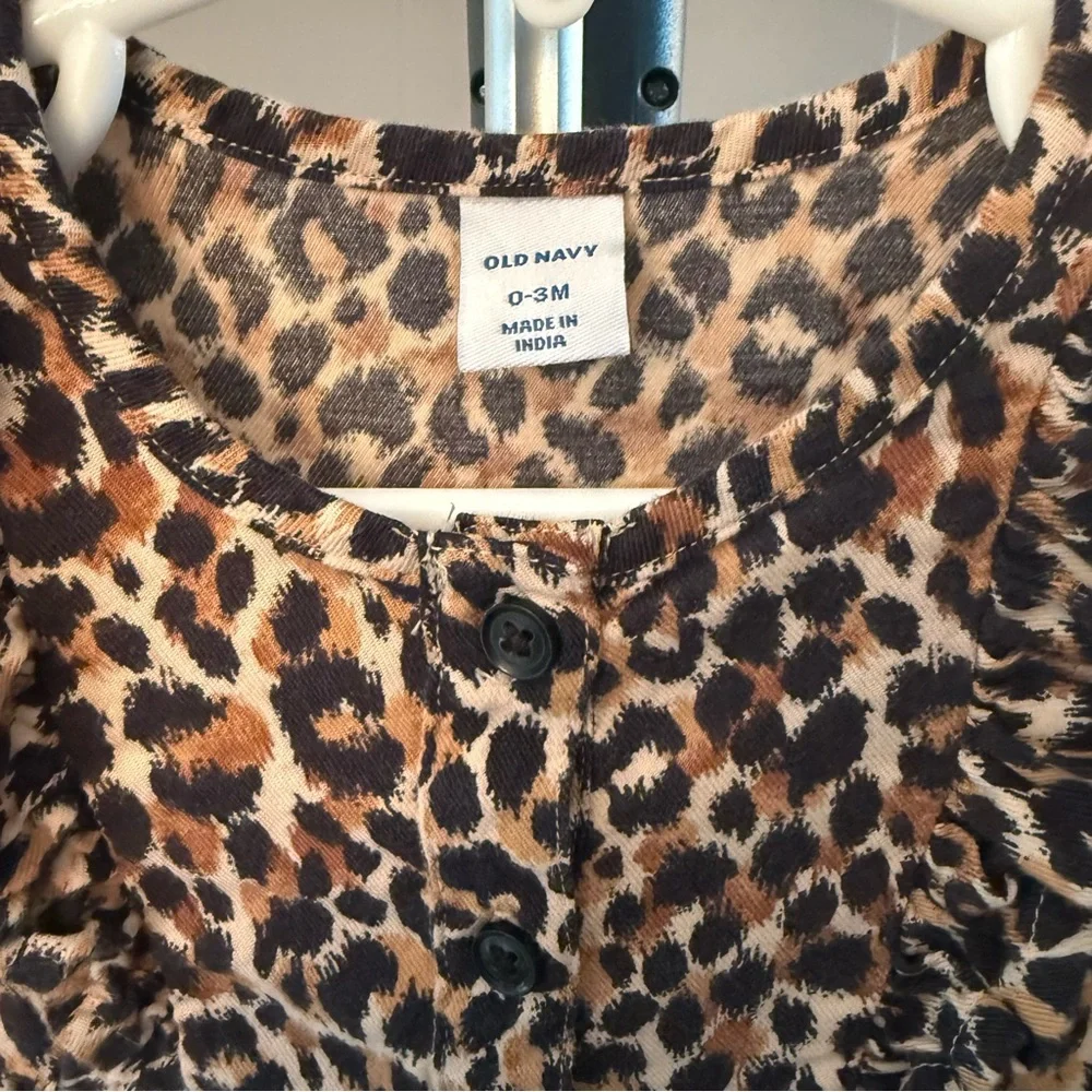 Bundle of 2-Old Navy 0-3 Months. Snap Legs.‎ Red Plaid and Leopard Print Rompers